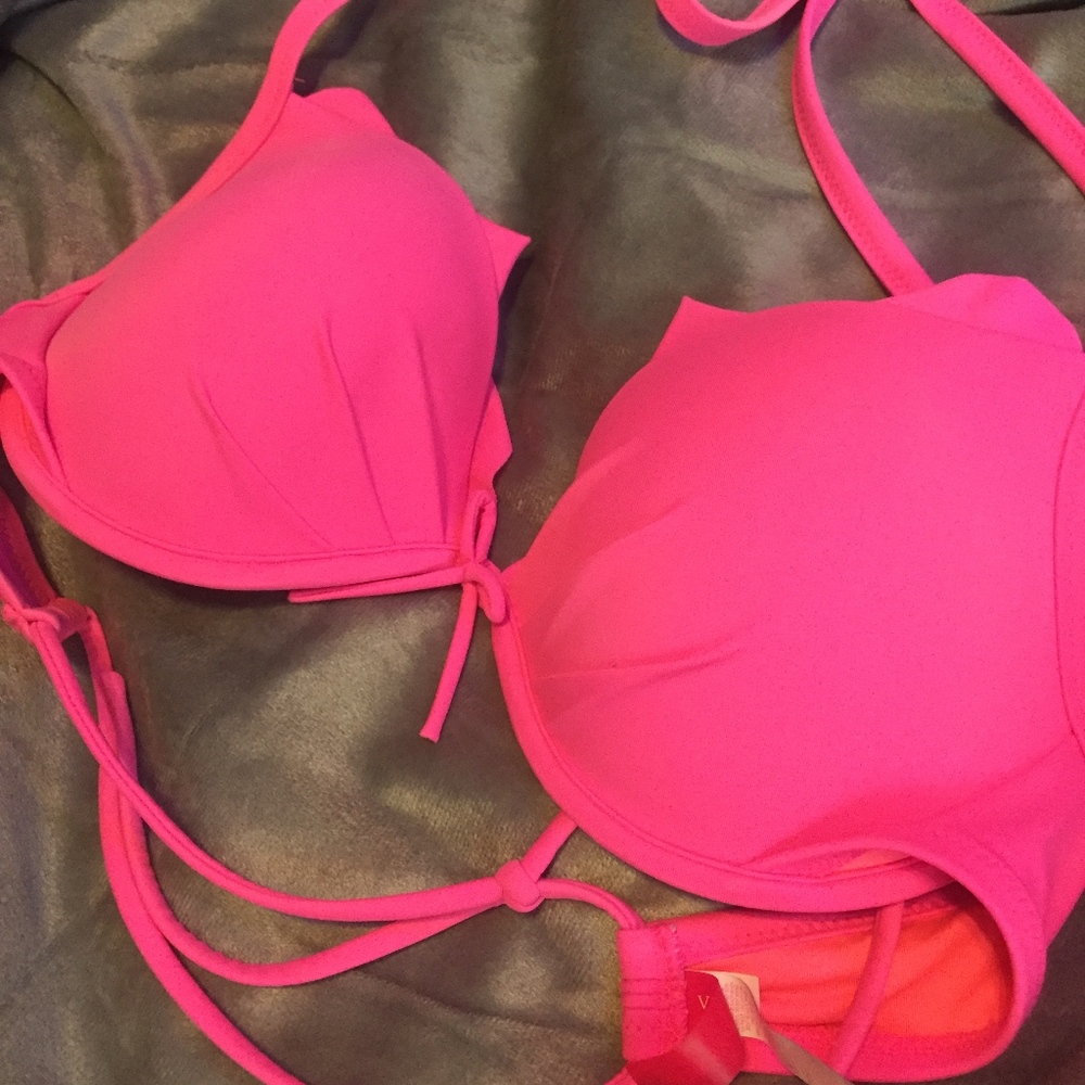 Victoria's Secret Hot Pink Swim Top 34D